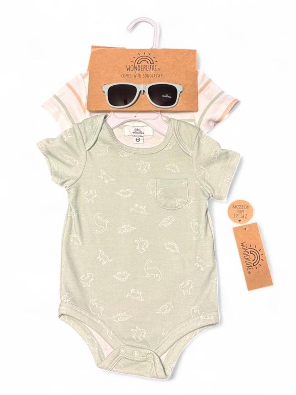 Wonderluxe Baby Bodysuit Set With Sunglasses 2 Piece Set